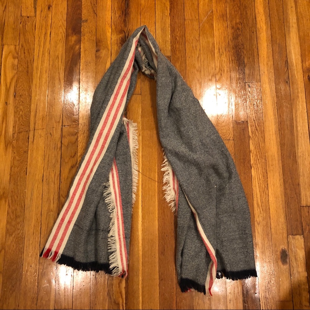 Blanket scarf- navy, cherry and cream colored